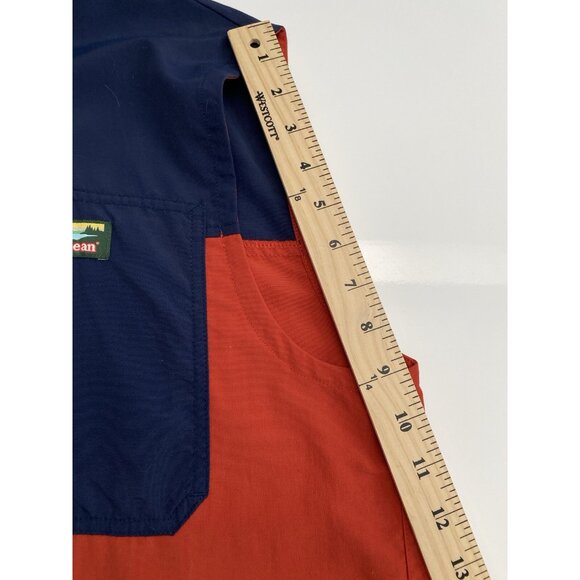 LL Bean Mountain Classic Vest Mens M Reg Orange Blue Nylon Shell Packable Zip - Picture 14 of 14